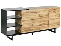 Sideboard Mit TüRen Schubladen Regalen Heller Holzfarbton / Schwarz Modern Fiora