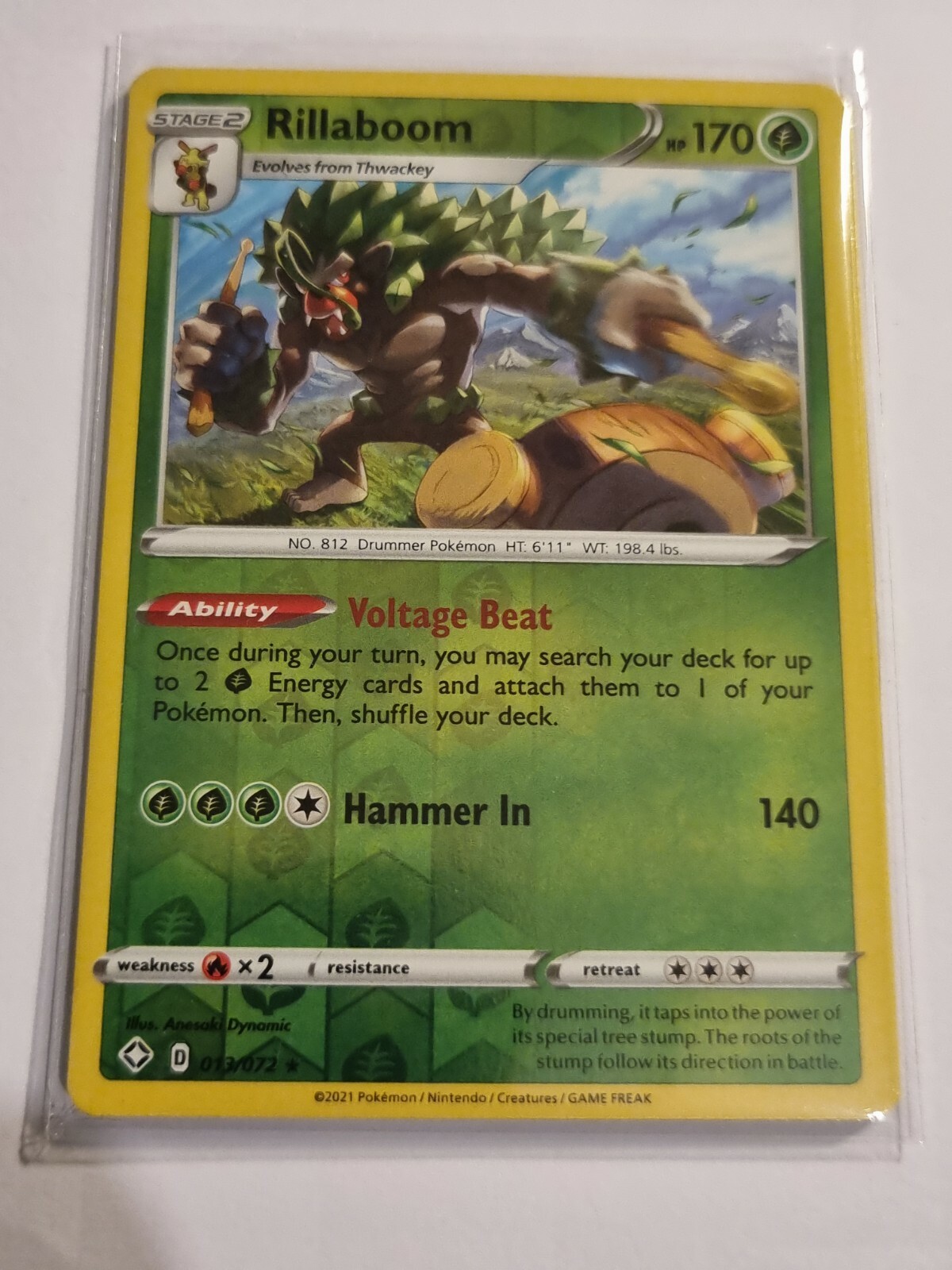 Rillaboom 013/072 Pokemon TCG Card SWSH Shining Fates Rare Reverse Holo ...