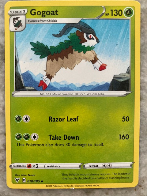 Pokemon TCG Gogoat Card Vivid Voltage 18/185 Uncommon NM