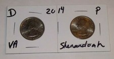 2014 D & P Mint Virginia - Shenandoah Quarters - 2 COIN SET