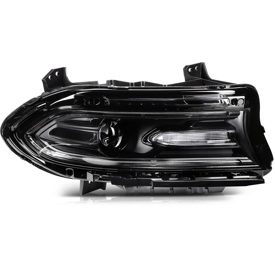 Black Right Passenger Projector Headlight W/ LED DRL For 2015-2023 Dodge Charger Foto 2 de 4