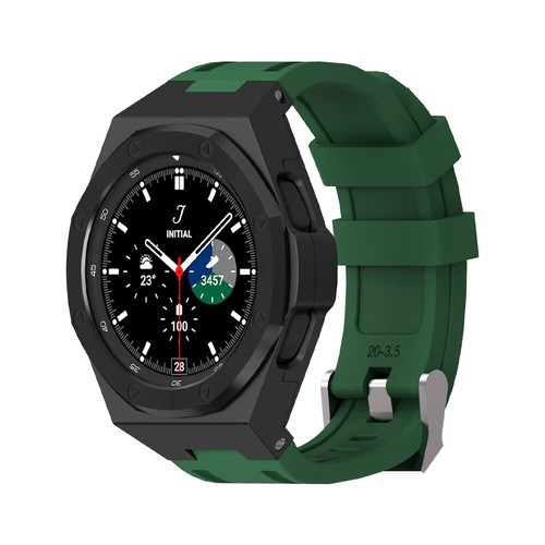 For Samsung Galaxy Watch4/4 Classic/5 Pro/6 Steel Case Rubber Strap 44 45 46mm - Zdjęcie 15 z 29