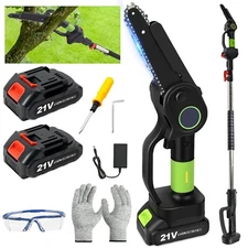 21V 6" Cordless Pole Saw/Handheld Electric Chain Saw/Mini Pruning Saw 2XBattey