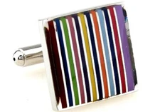 Rainbow Pair Cufflinks in a Presentation Gift Box & Polishing Cloth