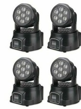4 X PROIETTORE 7 LED LED RGB TESTA MOBILE ROTANTE EFFETTI DISCO WASH DMX