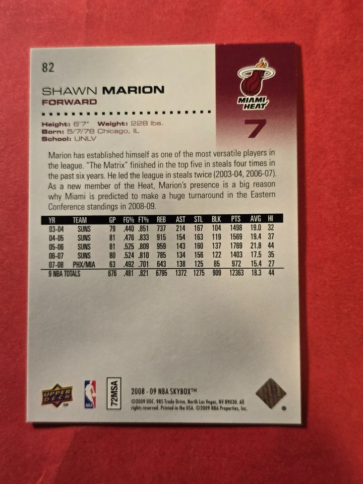 2008-09 SkyBox #82 Shawn Marion, cd1 - Image 2 of 3