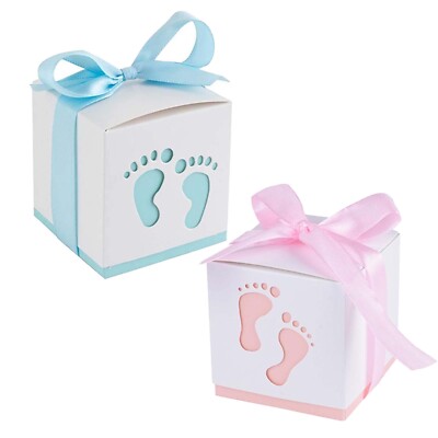 Newborn Baby Favours Footprint Favour Boxes For Baby Shower