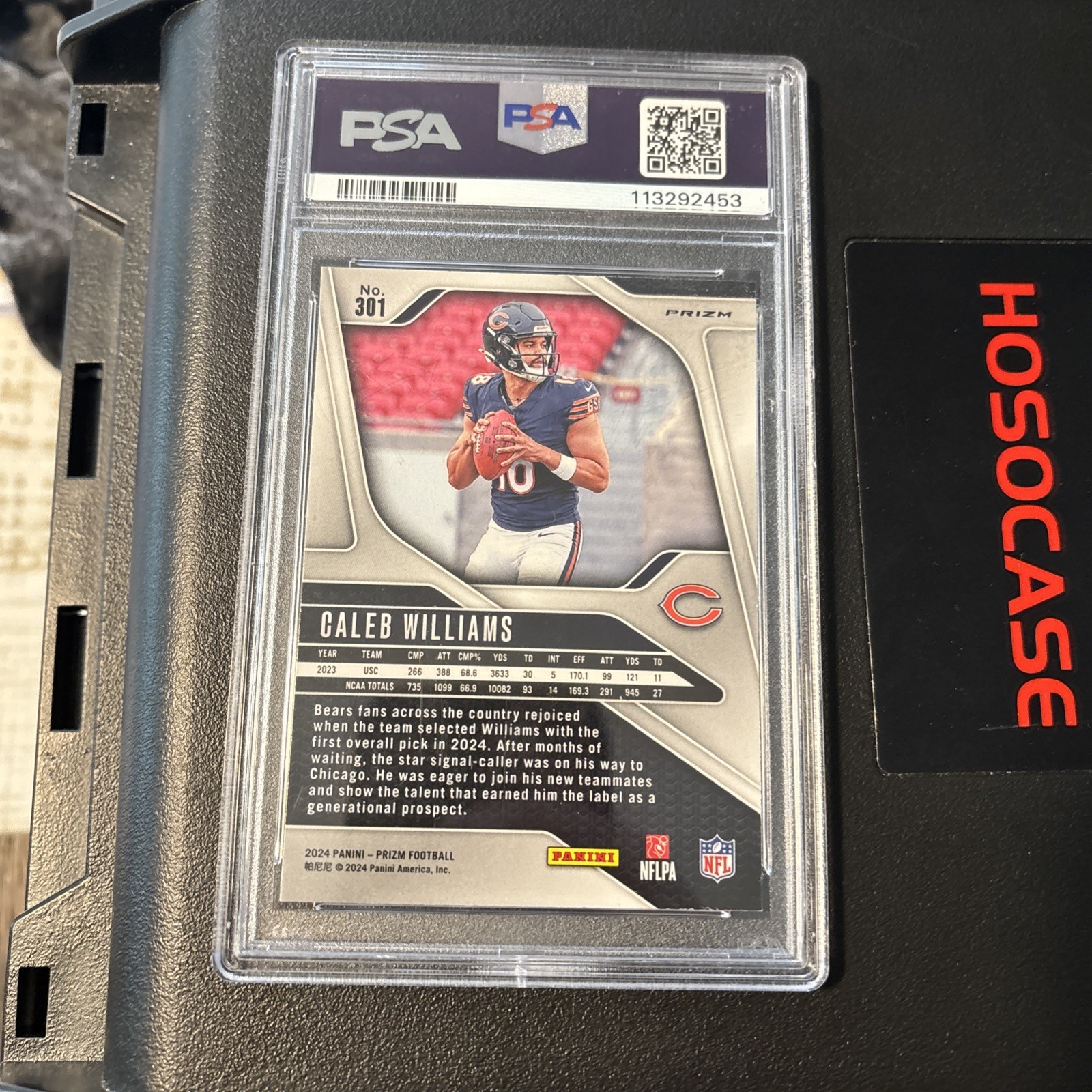 2024 Panini Prizm Caleb Williams Rookie Orange Lazer Prizm #301 PSA 9 view 4