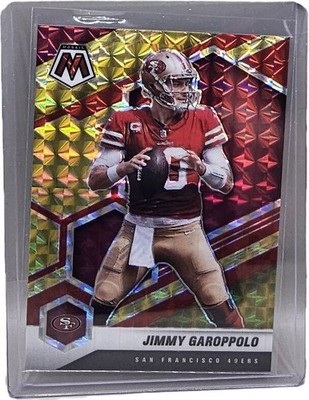 2021 Panini Mosaic Jimmy Garoppolo Choice Prizm Fusion Red and Yellow /80