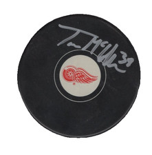THOMAS McCOLLUM SIGNED DETROIT RED WINGS HOCKEY PUCK w/ COA