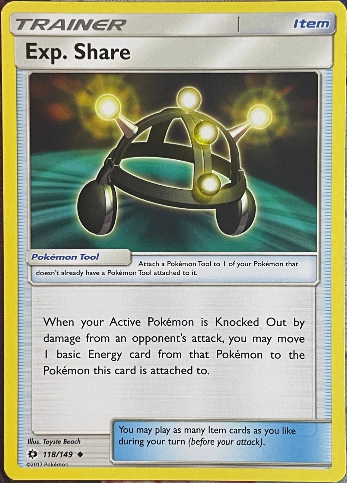 Exp. Share - 118/149 - Sun & Moon Base Pokemon 2017