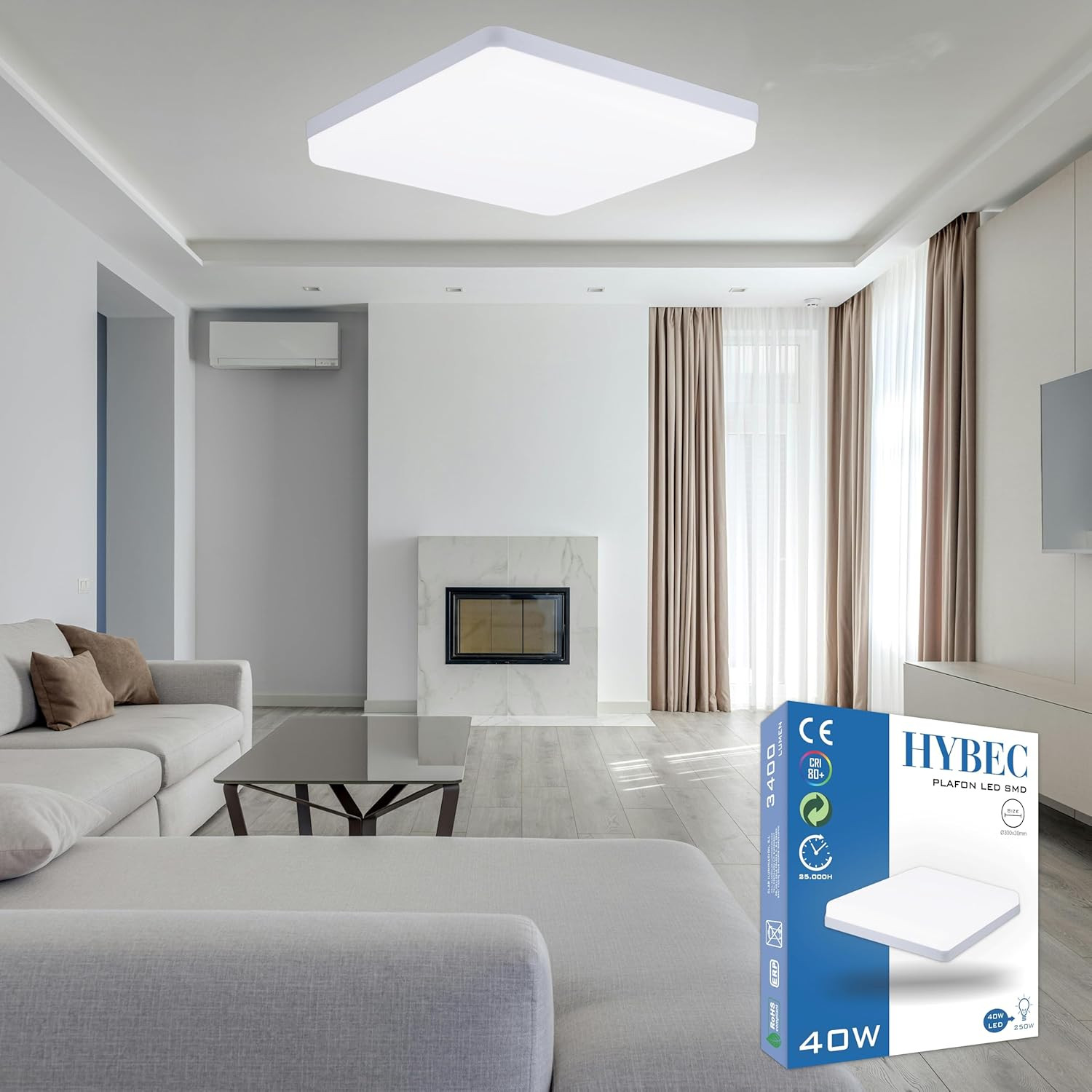 Lampada LED Soffitto Quadrata Slim - Design Contemporaneo Interni 36W