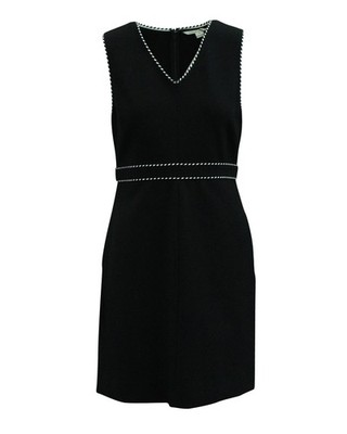 Kleid mit V-Ausschnitt Damen schwarz Einheitsgröße