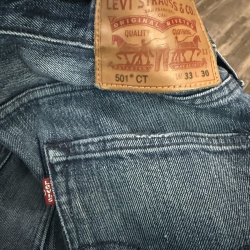 Levi’s 501 CT Button Fly Jeans Men’s 33x30 Dark Wash Custom Tapered Faded - Picture 9 of 12
