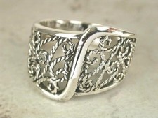 AMAZING STERLING SILVER WIDE FILIGREE RING size 6 style r0548