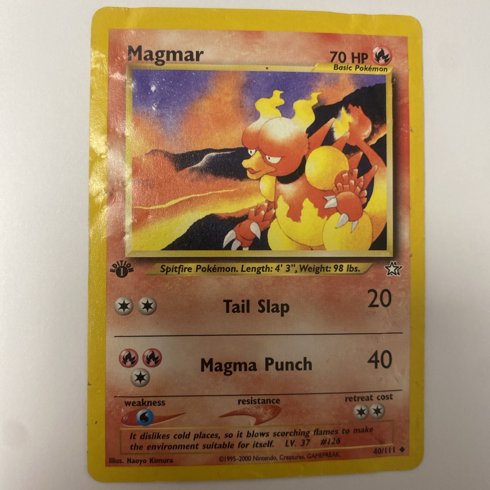 2000 Neo Genesis Magmar 40/111 1st Edition Wotc Vintage Pokemon Card HP