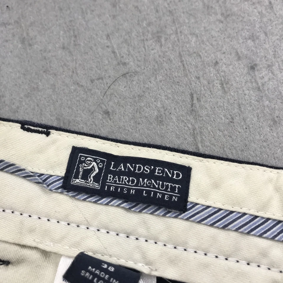 Lands End 短裤男式 38 蓝色 Baird McNutt 爱尔兰亚麻夏季扣休闲 — 第 4/4 张图片