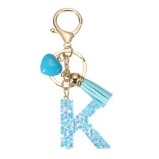 Alphabet Initial Letter Keychain Resin Cute Keychains with Letter K Pendant Blue