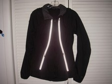 LULULEMON LOGO BLACK LS LINED WIND BREAKER WITH HOOD SZ 6 REFLECTIVE ACCENTS EUC