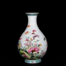 Nice Chinese Antqiue Art Hand Famille Rose Porcelain Bird YuHuChun Vase