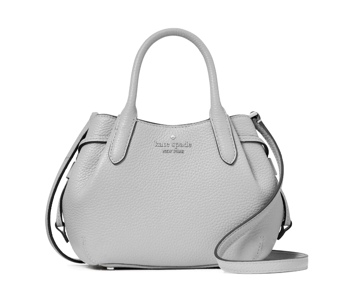 Kate Spade グレー レザー ハンドバッグ New Kate Spade Dumpling Mini Satchel Pebble Leather Mountain Grey