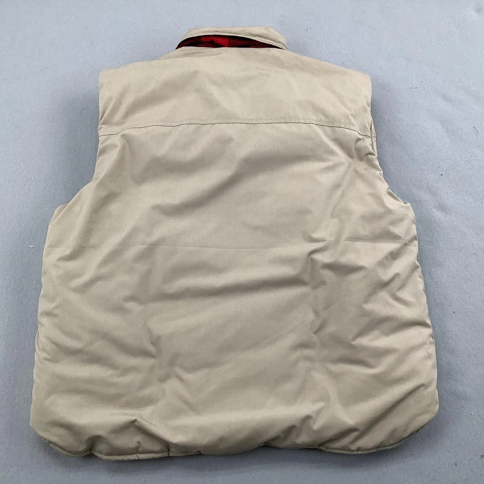 Omni LTD Chaleco Reversible Para Hombre Mediano Ropa de Trabajo Exterior Estilo Vintage Cuadros Beige Foto 4 de 4