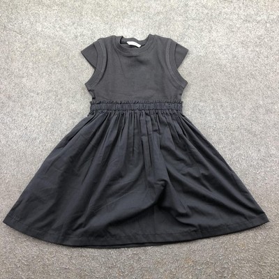 Mayoral Dress Girls 7 Fit Flare Gray Knit Bodice Woven Skirt Cap Sleeve Casual