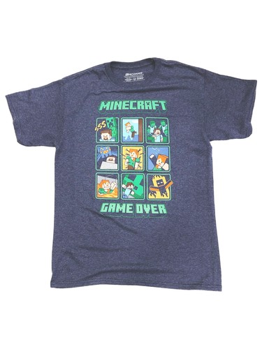 Minecraft Boys Blue Game Over Tee Shirt Video Gamer T-Shirt XX-Small (5) - 第 1/1 張圖片
