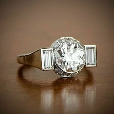 Art Deco Vintage 3.20 Ct White Diamond Wedding Ring 925 Sterling Silver