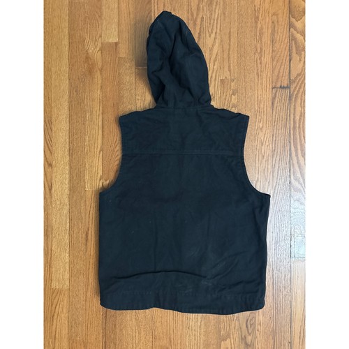 Carhartt Full Zip Hooded Vest Mens Medium Regular Black Washed Duck Fleece Lined - Picture 3 of 6