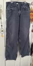 VTG Carhartt Relaxed Men  s Carpenter Painters Navy Pants 34x27 Distressed 90  s