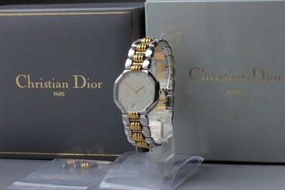 [Near MINT w/Box] Christian Dior 45.204 33mm Gray Dial Date Quartz Unisex Watch