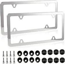 Slim Polish Stainless Steel License Plate Frame With 4 Holes We Color Silver
