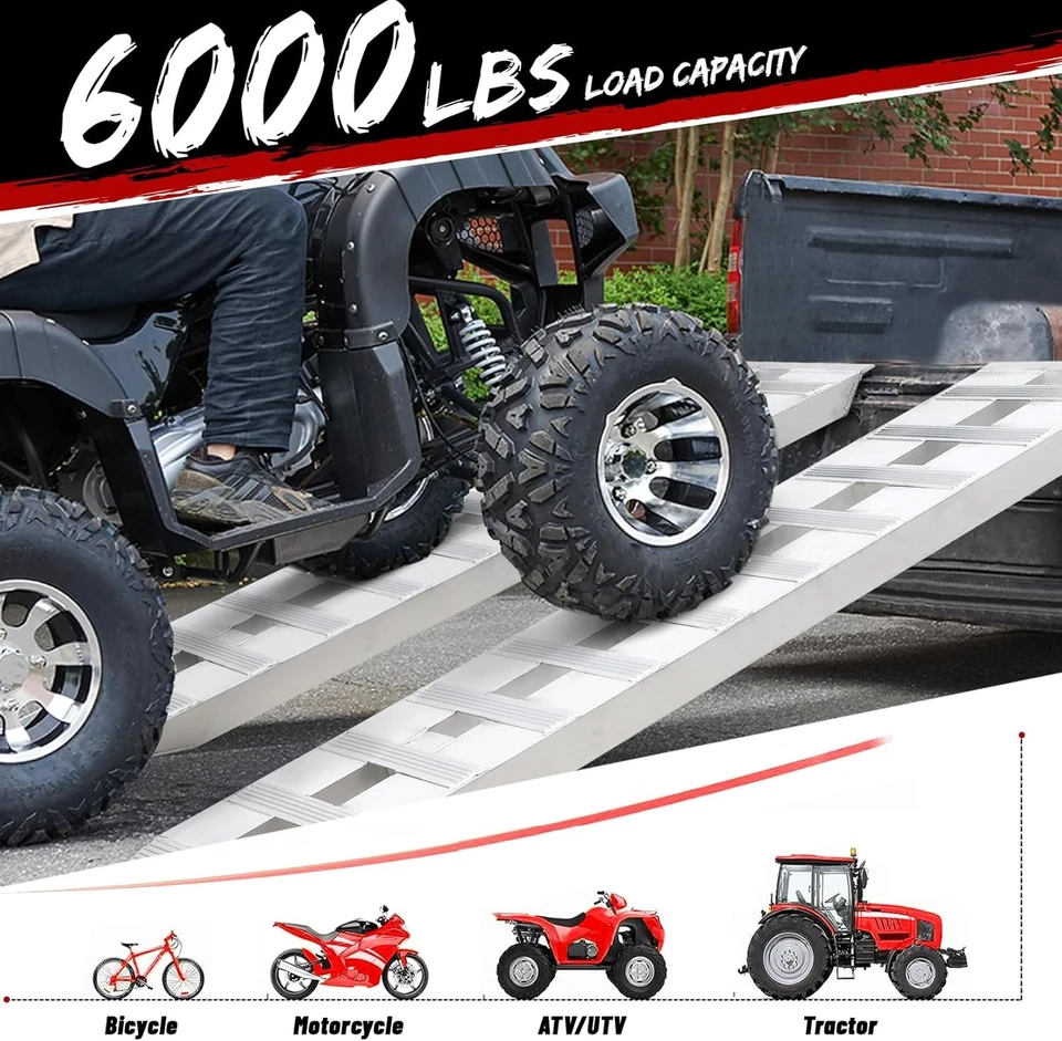 2PCS 72" x 15" Aluminum Trailer Ramps 6000Lbs Heavy-Duty Loading Ramps Truck ATV - Image 3 of 4