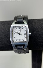 Fossil Silver Tone Leather Strap Model JR-8129 Wristwatch 39.8g
