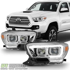 For 2016-2022 Toyota Tacoma Dual Projector Headlights +LED Sequential Signal DRL