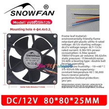 YY8025M12B Cooling Fan 80x80x25mm DC12V 0.92A 4Pin New