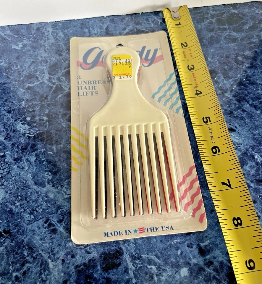 1989 Vintage Goody Hair Lifts Model #7211 Pick Comb Made in USA  Value 3 Pack - Image 4 of 4