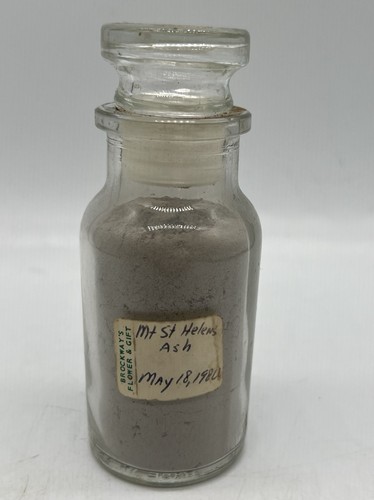 Vintage Bottle of Volcanic Ash From Mt. St. Helens Eruption In May 1980