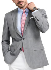 Brooks Brothers Suit Jacket Size 44L Gray Blue Windowpane Wool Blend Classic Fit