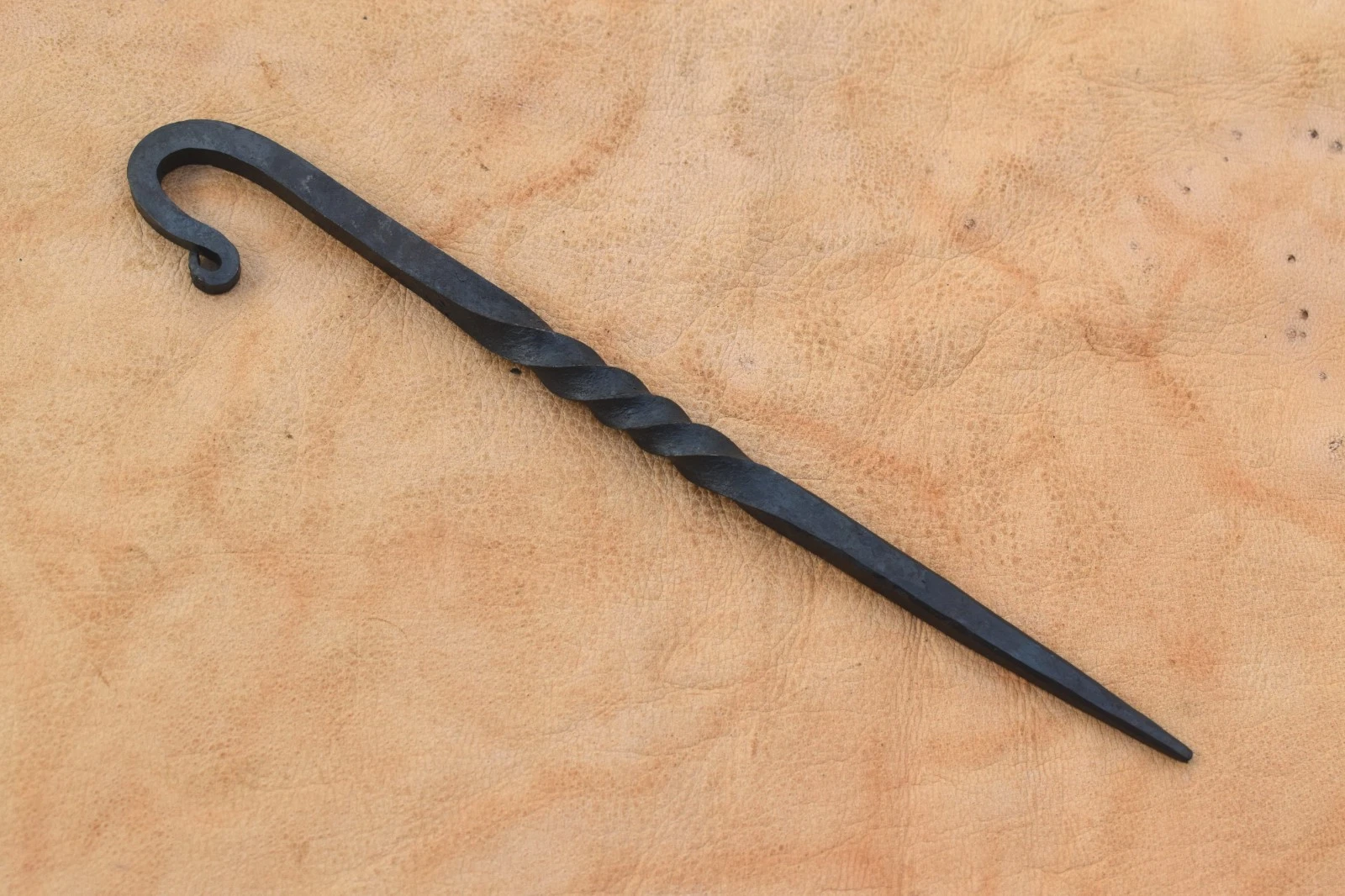 Vintage Style handforged blacksmith iron twisted Spiral hair stick pin tool 8.5"