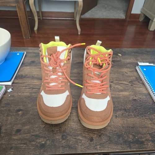 NEW WOMENS 5.5 CHESTNUT UGG HIGHLAND HI HERITAGE SUEDE SNEAKERS BOOTS - 第 1/4 張圖片