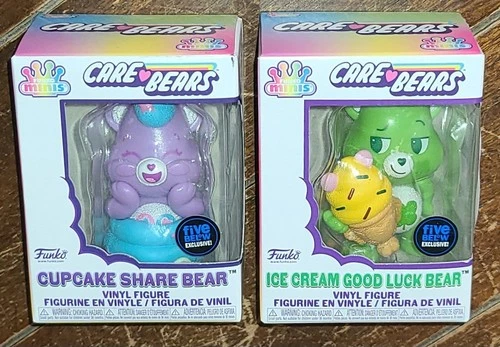 Lot of 2 Funko Minis Care Bears: CUPCAKE SHARE BEAR & ICE CREAM GOOD LUCK BEAR