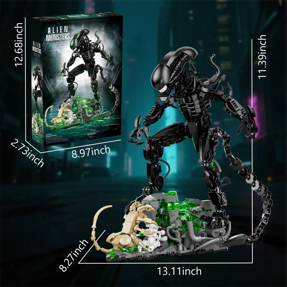 Conjunto de blocos de construção YOUEEFY monstros alienígenas, kit de blocos de construção modelo xenomorfo - Imagem 3 de 4