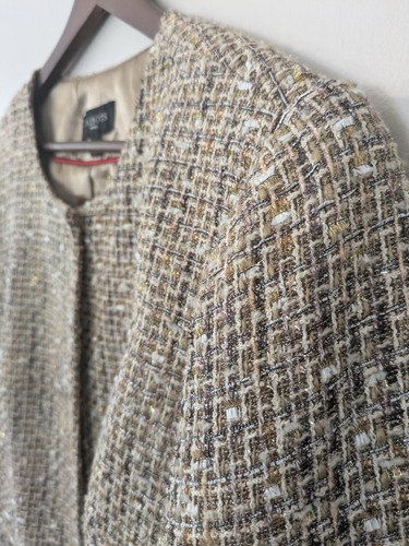 Talbots Womens Tweed Blazer Zip Jacket Metallic Dressy Career Wool 16P $169 - Picture 5 of 10