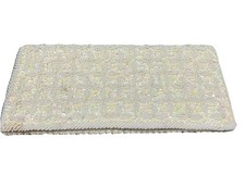 Vintage Beaded Pearl Sequin Ivory/White Satin Clutch Handbag