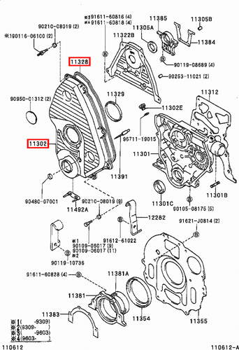 Genuine Hiace LH212 LH202 LH200 LH184 LH174 LH172 5L Timing Belt Cover w Gasket - Picture 8 of 20