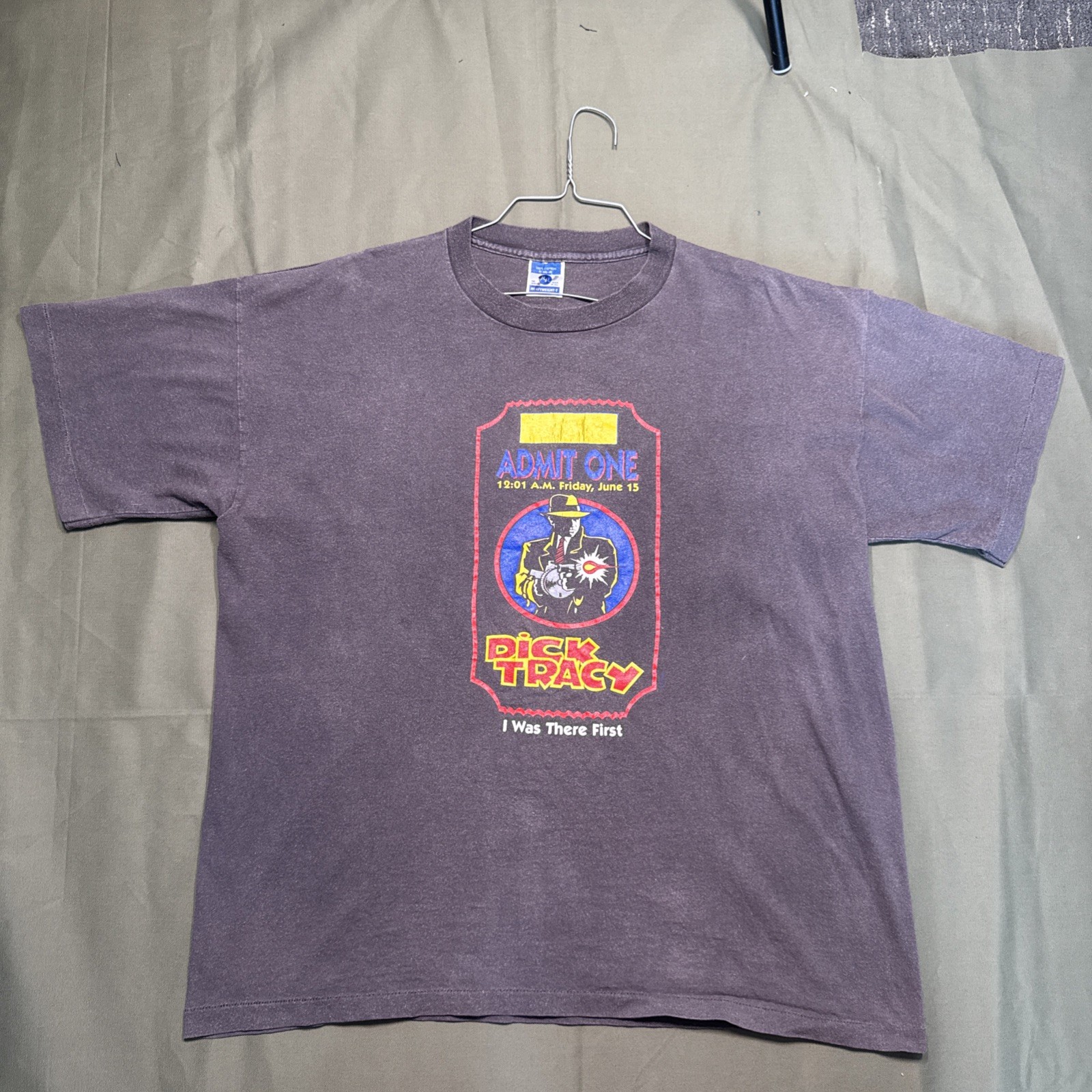 Vintage 90s Dick Tracy Disney Movie Promo T Shirt size XL Black Single Stitch