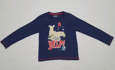 Lupilu Langarmshirt Leuchtet im Dunkeln Gr. 116 dunkelblau Hai Glow in the Dark