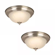 11 in. LED Flush Mount Brushed Nickel Light Fixture - 2 Pack - Free Shipping